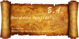 Berghold Apolló névjegykártya